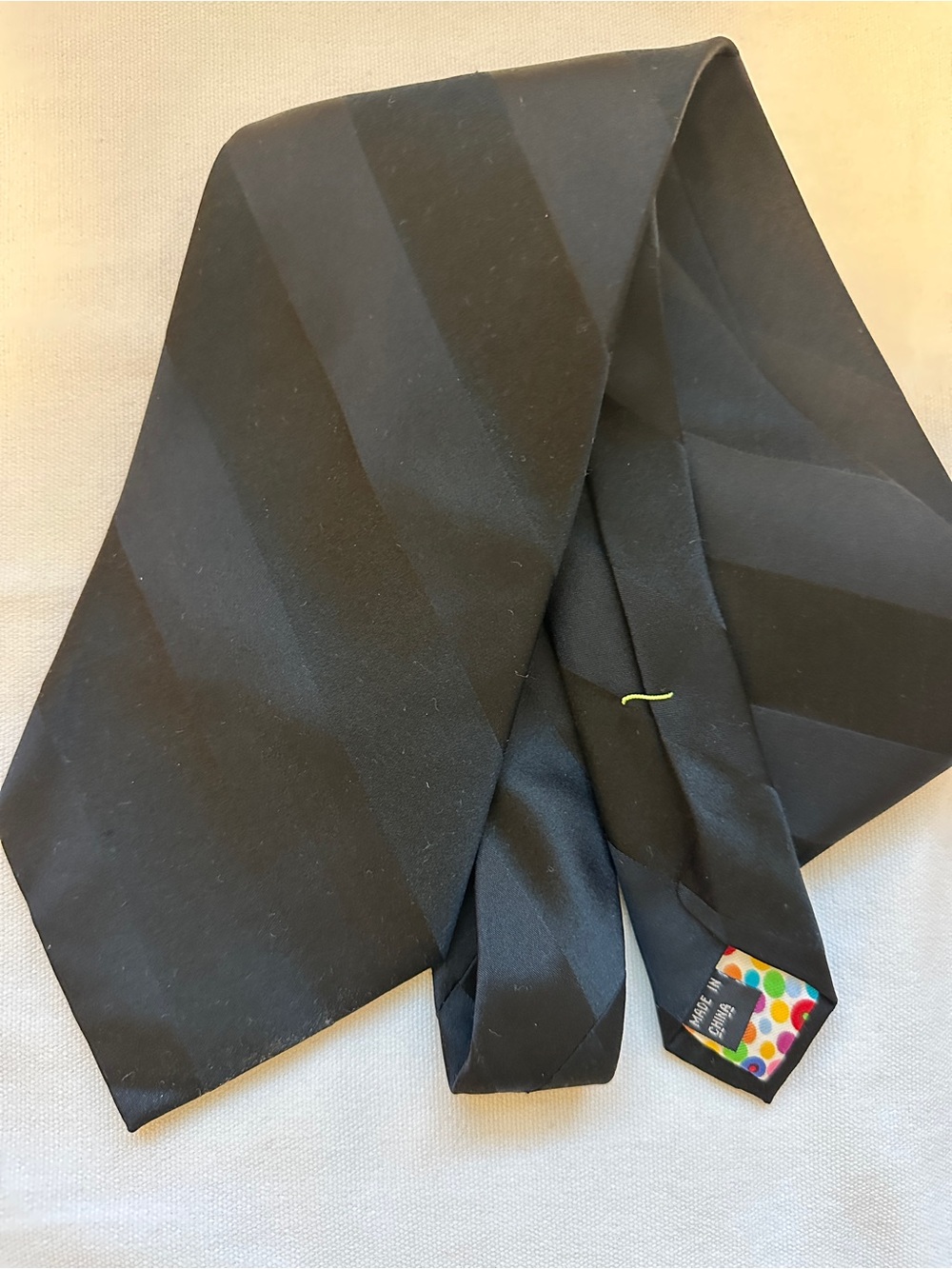 Men's Black Tonal-Striped Tie - Subtle Satin Finish